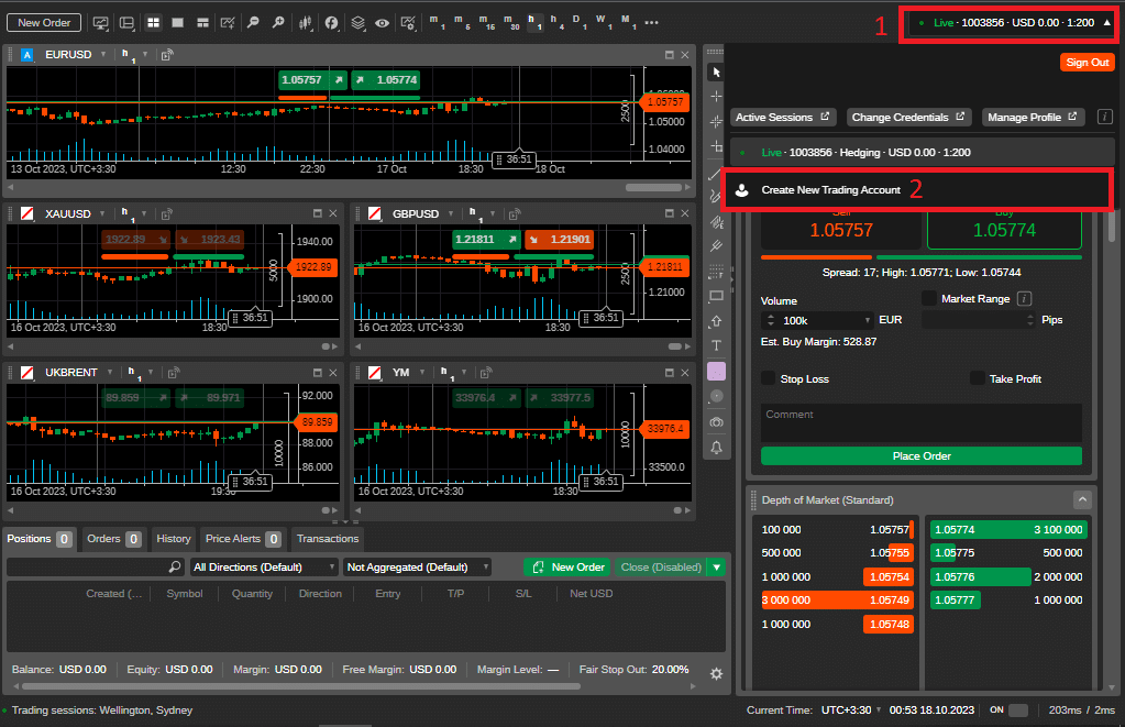 افتتاح حساب دمو در پلتفرم cTrader
