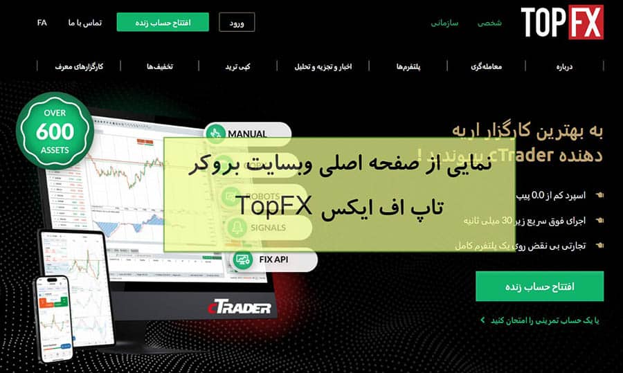 نمایی از صفحه اصلی وبسایت بروکر تاپ اف ایکس TopFX
